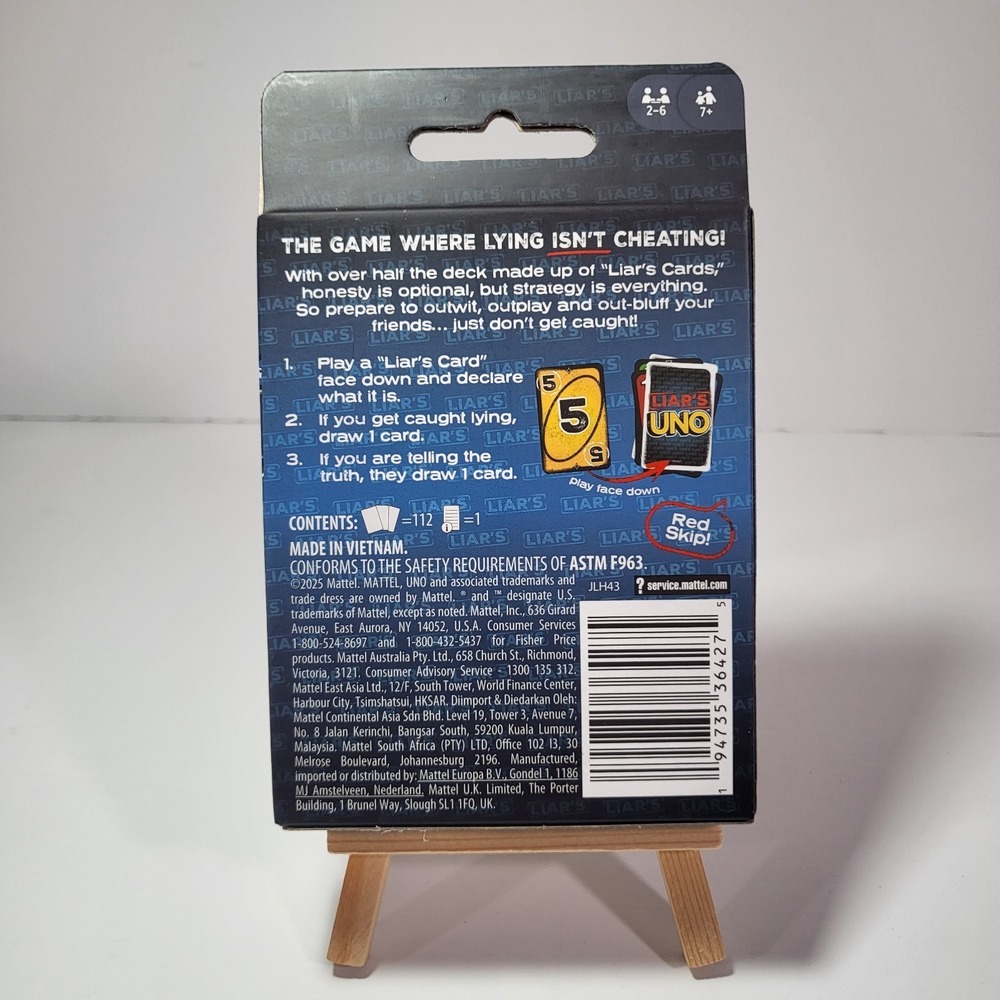Mattel Liar's UNO Trust No One Strategy Card Game New Sealed 2-6 Players - Picture 3 of 3